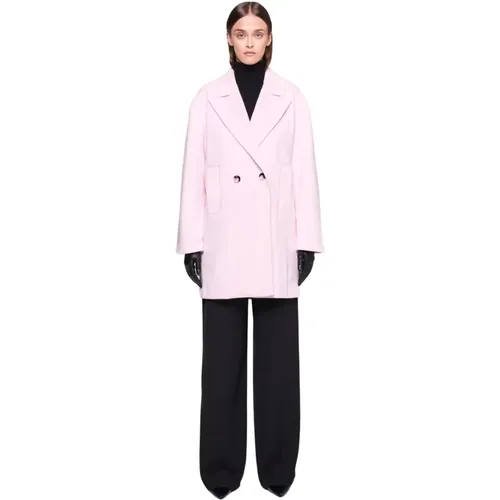 Rosa Zweireihiger Mantel , Damen, Größe: L - Silvian Heach - Modalova