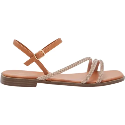 Flat Sandals with Micro Strass , female, Sizes: 6 UK, 7 UK, 3 UK, 4 UK, 8 UK - Pennyblack - Modalova