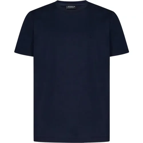 Blaue Rippstrick-Crew-Neck T-Shirts und Polos , Herren, Größe: 2XL - Dondup - Modalova