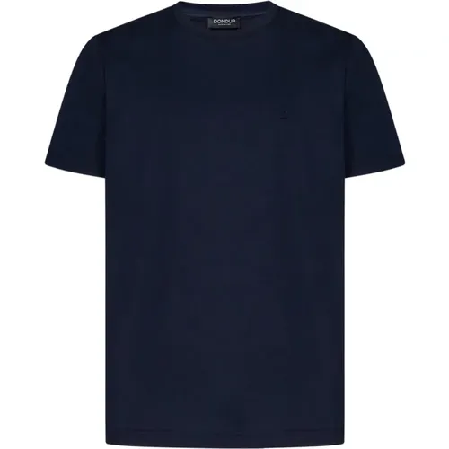 Blaue Rippstrick-Crew-Neck T-Shirts und Polos , Herren, Größe: M - Dondup - Modalova