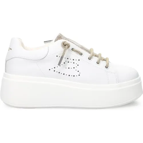 Weiße Slip-On Sneakers aus Wildleder mit Plateausohle , Damen, Größe: 39 EU - Tosca Blu - Modalova