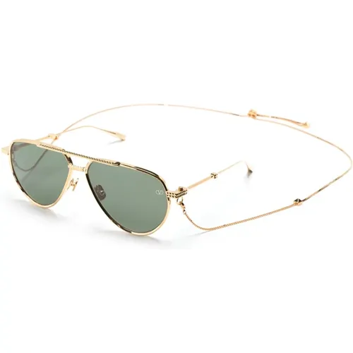 Sunglasses, unisex, , Size: 59 MM Stud II Sunglasses Light Gold/Green Chain - Valentino - Modalova