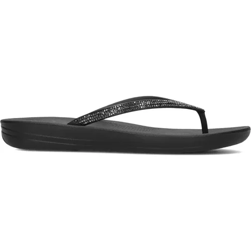 Schwarze Strass Pantoletten , Damen, Größe: 36 EU - FitFlop - Modalova