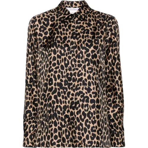 Shirts, female, , Size: XS Leopard Print Silk Satin Shirt - Max Mara - Modalova