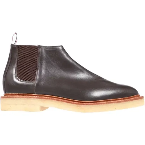 Thom , Chelsea Boots, male, , Size: 10 US Tricolor Leather Ankle Boots - Thom Browne - Modalova