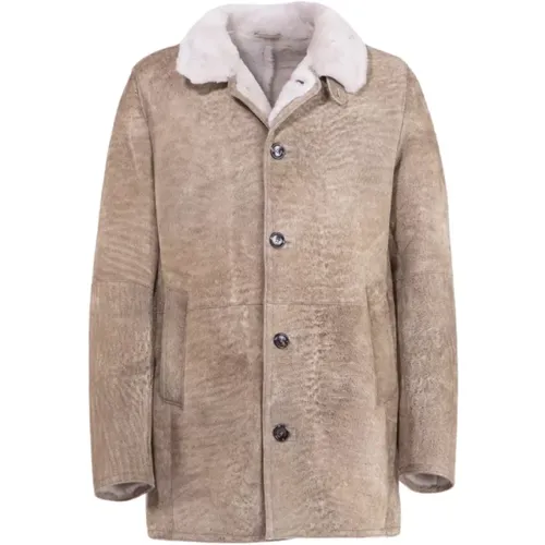 Vintage Shearling Suede Jacket , male, Sizes: 4XL, 2XL, 5XL, 3XL - Gimo's - Modalova