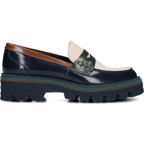 Blaue Leder Slip-On Schuhe , Damen, Größe: 39 1/2 EU - Pertini - Modalova
