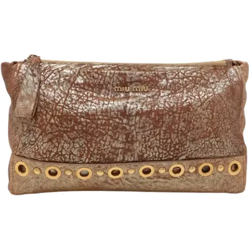 Pre-owned Clutches, female, , Size: ONE SIZE Pre-owned Leather clutches - Miu Miu Pre-owned - Modalova