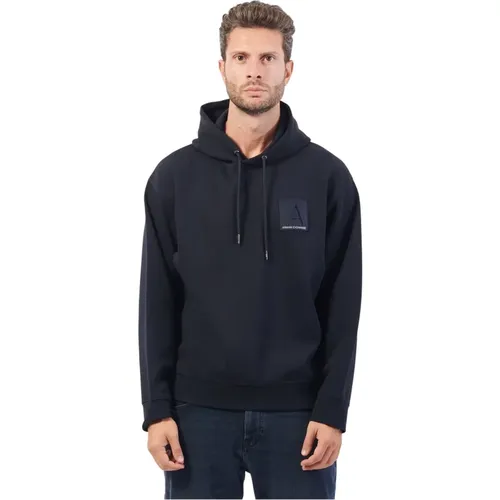 Hoodie mit gesticktem Logo, blau , Herren, Größe: L - Armani Exchange - Modalova