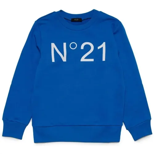 Blaue Baumwollpullover mit Logodruck,Kinder Logo Rundhals-Sweatshirt - N21 - Modalova