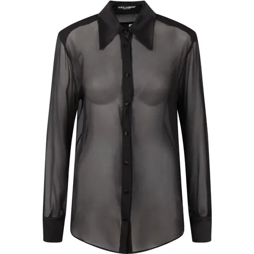 Semi-sheer Mesh Shirt with Mesh Panels , female, Sizes: S - Dolce & Gabbana - Modalova