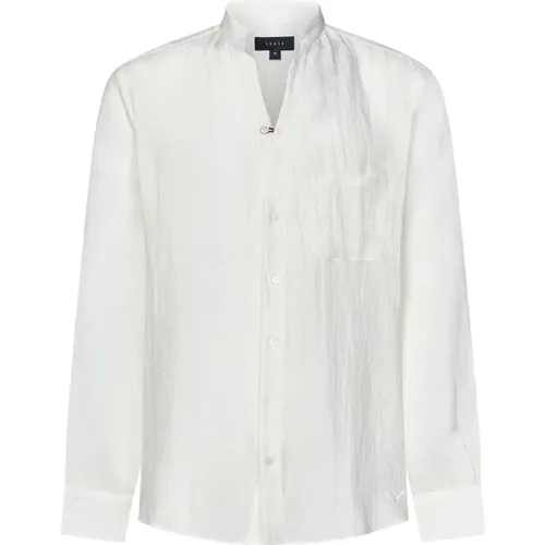 Linen Fish Tail Shirt with Mandarin Collar , male, Sizes: M - Sease - Modalova