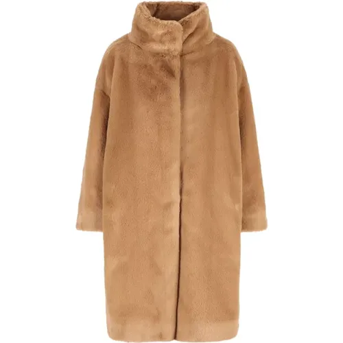 Single-Breasted Coats, female, , Size: XS Coat in Soft Faux Fur - Herno - Modalova