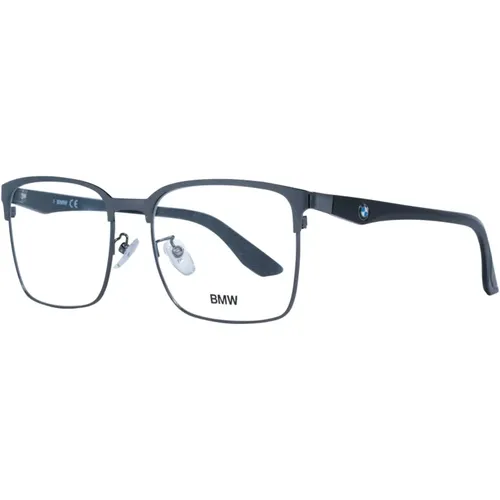 Glasses, male, , Size: ONE SIZE Gunmetal Rectangle Optical Frames - BMW - Modalova