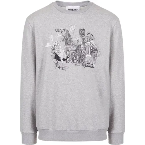 Grauer Roma Print Sweatshirt , Herren, Größe: 3XL - Iceberg - Modalova