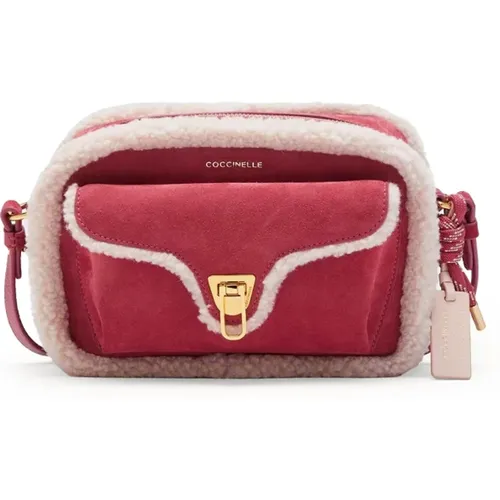 Suede and Faux Shearling Bag , female, Sizes: ONE SIZE - Coccinelle - Modalova