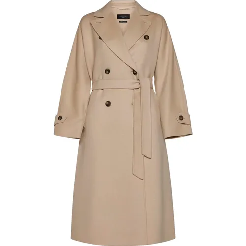 Affetto double-breasted coat in sand-tone , female, Sizes: XS - Max Mara Weekend - Modalova