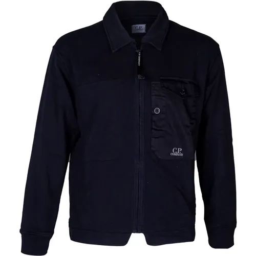 Men's Zip-Up Shirt Collar Sweatshirt , male, Sizes: M, 2XL, L - C.P. Company - Modalova