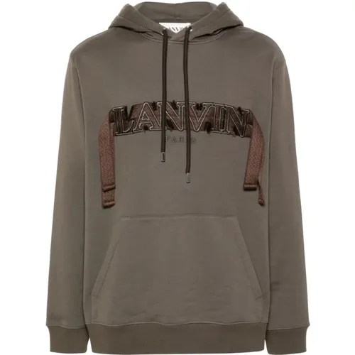 Embroidered Logo Hooded Sweater , male, Sizes: L, S, M - Lanvin - Modalova