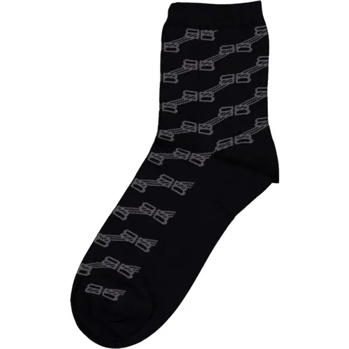 Monogram Socks Grey Cotton Blend , female, Sizes: ONE SIZE - Balenciaga - Modalova