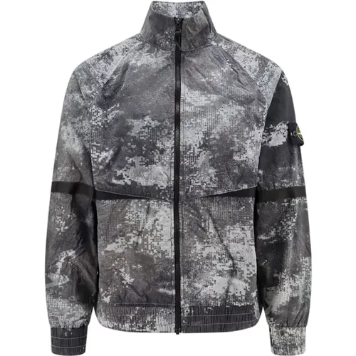Camouflage Econyl Nylon Jacket (Gray) , male, Sizes: L - Stone Island - Modalova