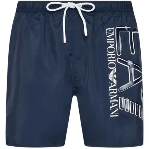 Blauer Badeanzug mit Logo an der Seite , Herren, Größe: L - Emporio Armani EA7 - Modalova