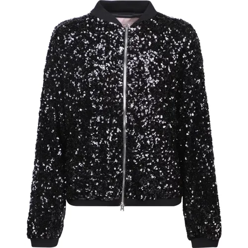 Bomber Jackets, female, , Size: M Sequin Bomber Jacket Aw24 - Herno - Modalova