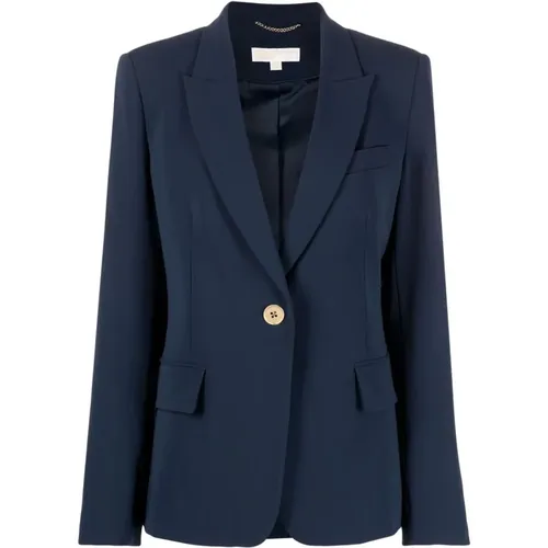 Blazers, female, , Size: M Crepe Blazer with Single Button Fastening - Michael Kors - Modalova