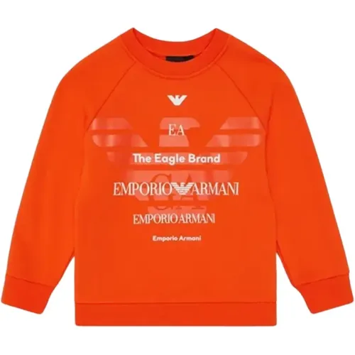 Langarm Crewneck Sweatshirt mit geripptem Kragen und Logo-Print - Armani - Modalova
