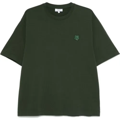 Grünes T-Shirt für Männer Aw24 , Herren, Größe: M - Maison Kitsuné - Modalova