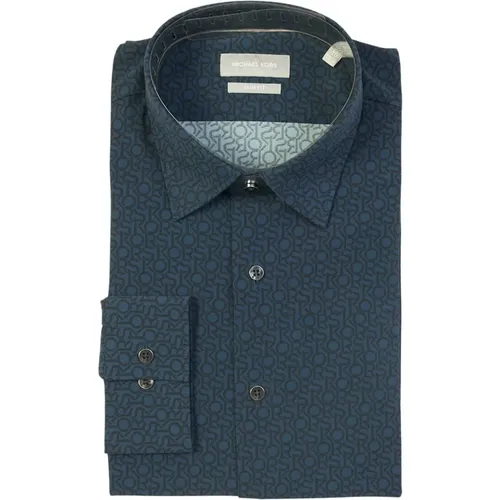 Blue Slim Fit Long Sleeve Shirt , male, Sizes: 4XL, 2XL, L, XL - Michael Kors - Modalova