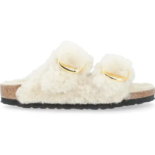 Sliders, female, , Size: 10 US Shearling Buckle Sandals - Birkenstock - Modalova