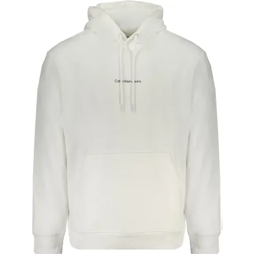 Kapuzenpullover Weiß Langarm Logo Print , Herren, Größe: XL - Calvin Klein - Modalova