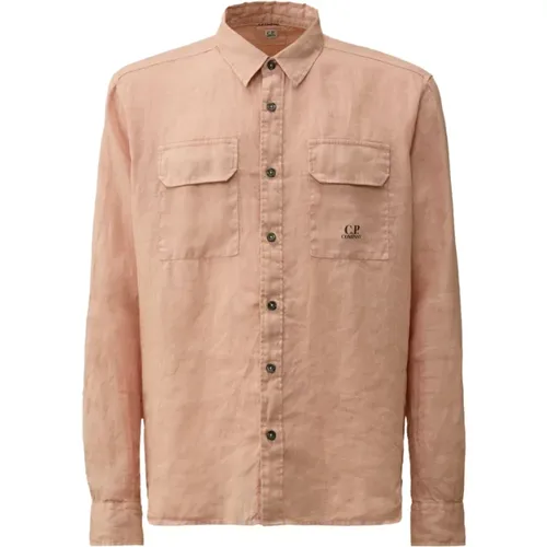 Casual Shirts, male, , Size: L Misty Rose Linen Shirt Long Sleeve - C.P. Company - Modalova