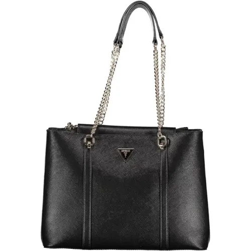 Schwarze Handtasche mit Kontrastdetails - Guess - Modalova