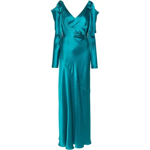 Aqua Green Satin Maxi Dress , female, Sizes: XL - alberta ferretti - Modalova