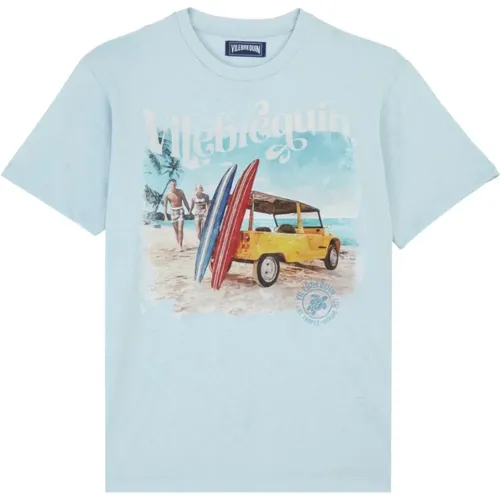 T-Shirts, male, , Size: L Men's Surf Cotton T-Shirt - Vilebrequin - Modalova