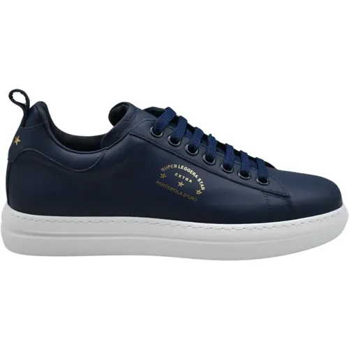 Blaue Court Classic Flache Schuhe , Herren, Größe: 43 EU - Pantofola D'Oro - Modalova