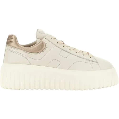 Stripes Leather Sneakers Ivory , female, Sizes: 6 UK, 5 UK, 7 UK, 4 UK, 5 1/2 UK, 4 1/2 UK, 2 UK - Hogan - Modalova