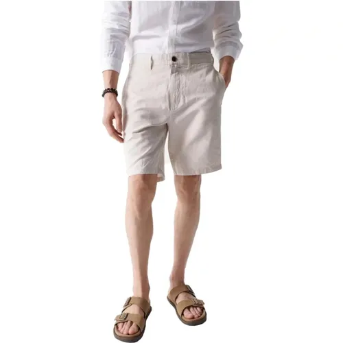 Leinen Shorts Stilvoll Bequem , Herren, Größe: W32 - Salsa - Modalova