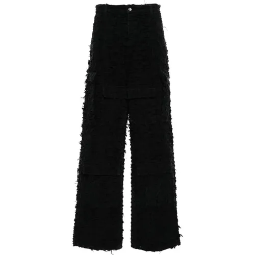 Wide Trousers, male, , Size: W32 Cotton Fringe Detail Wide Leg Pants - Who Decides War - Modalova