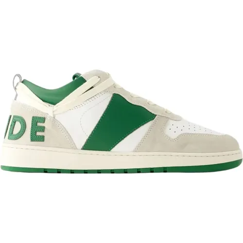 Sneakers, male, , Size: 8 US Low Leather Sneakers White/Green - Rhude - Modalova