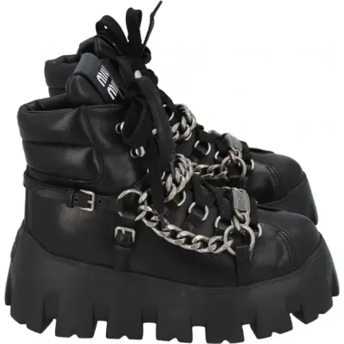 Pre-owned Leather boots , female, Sizes: 3 UK - Miu Miu Pre-owned - Modalova