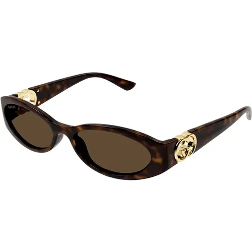 Stylish Sunglasses in Havana/Brown , female, Sizes: 54 MM - Gucci - Modalova