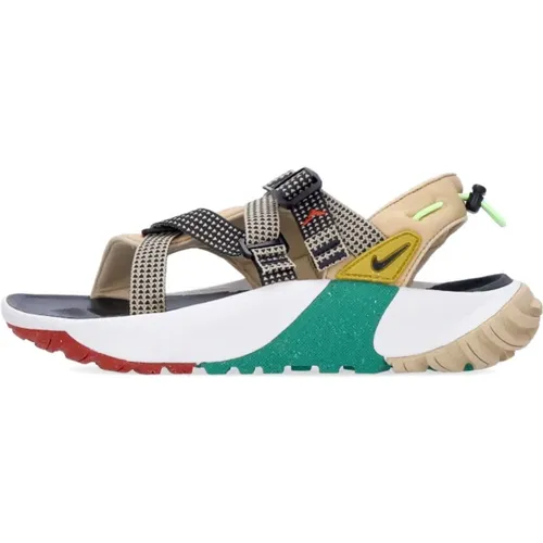 Flat Sandals, male, , Size: 8 US Adjustable Strap Sandal Green/Black - Nike - Modalova