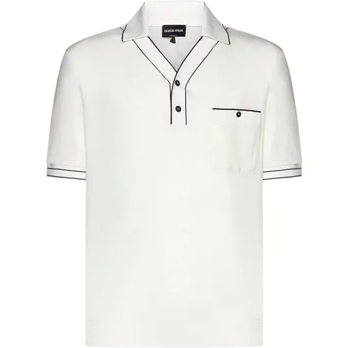 Knit Polo Collar V-Neck T-shirts , male, Sizes: L, M, XL - Giorgio Armani - Modalova