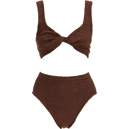 Metallic Ruched Bikini Set , female, Sizes: ONE SIZE - Hunza G - Modalova