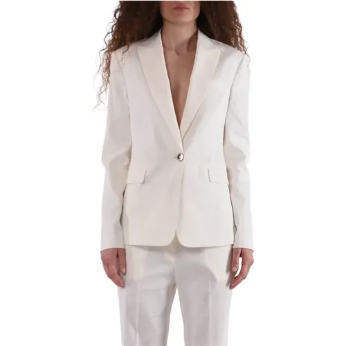 Blazers, female, , Size: L Peak Lapel linen-blend Blazer - pinko - Modalova
