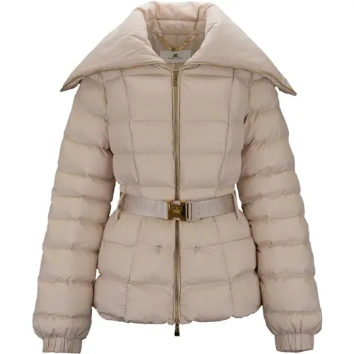 Winter Jackets, female, , Size: XL Short Puffer Jacket with Belt - Elisabetta Franchi - Modalova