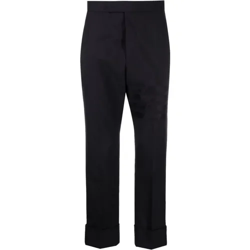 Chinos, male, , Size: M Wool Trousers with Belted Waist - Thom Browne - Modalova